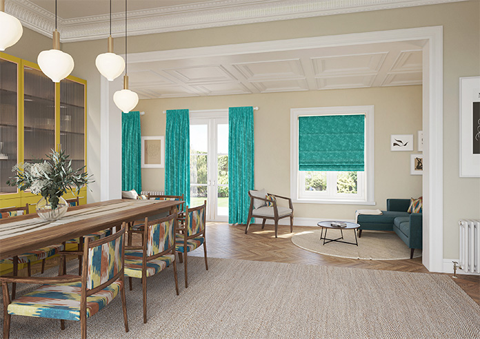 Caen Chenille, Aqua - Twist&Fit Roman Blind - Image 6